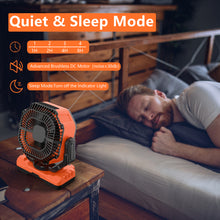 Load image into Gallery viewer, TDONE 40,000mAh Battery Operated Fan, 13" Remote Camping Fan with LED Auto-Oscillating Rechargeable Fan Powerful Portable Desk Fan for Home, Camping, RV, Courtyard, Picnic, Emergency Power